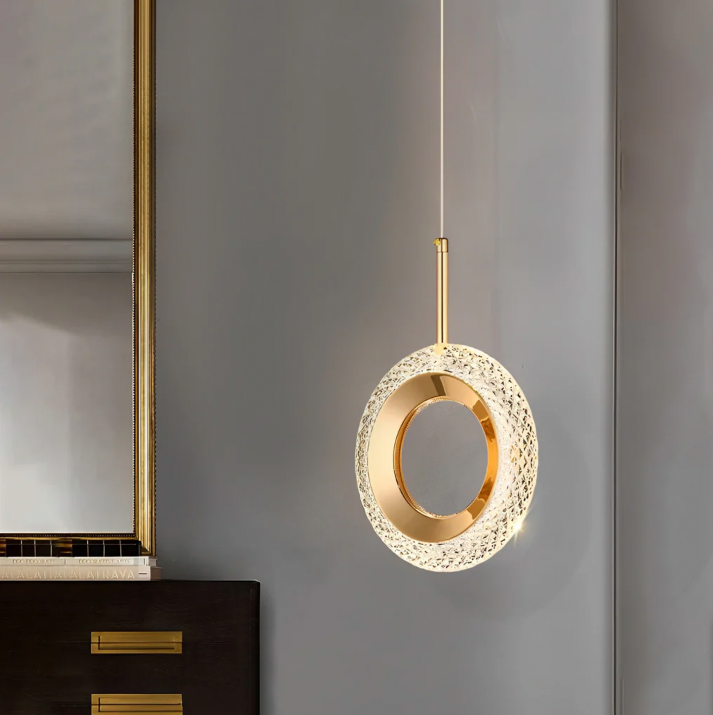 Modern Crystal Halo Pendant Light