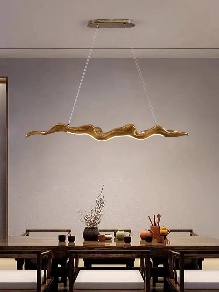 Vintage leaf pendant lights with tea house style LED chandelier fixtures for indoor decor lighting