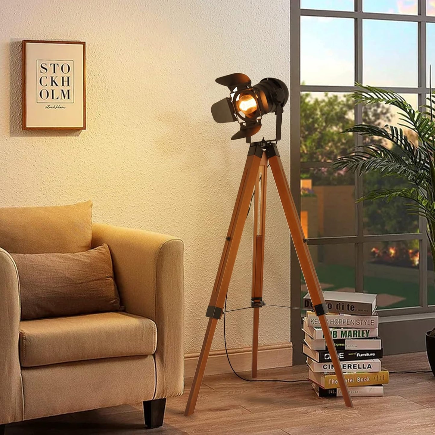 Retro Wooden Floor Lamp - American Style
