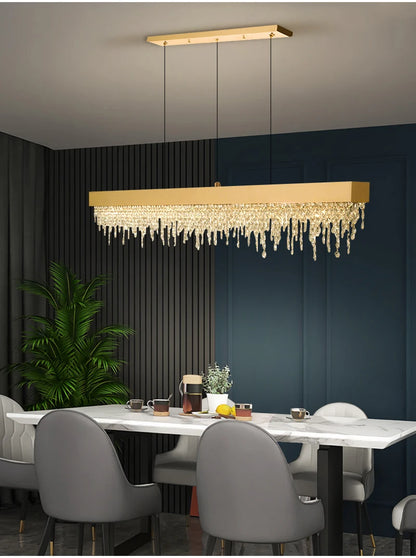 Modern Kitchen Island Crystal Chandelier