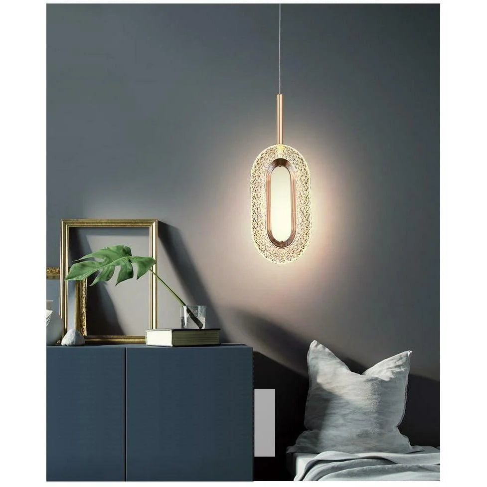 Modern Crystal Halo Pendant Light