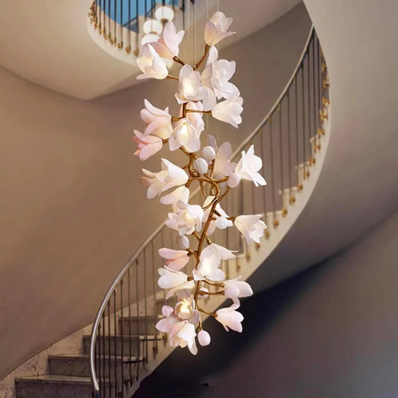 Floral Bunch Staircase Chandelier Lighting