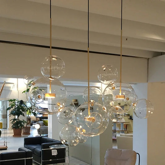 Nordic Modern Clear Glass Bubbles Chandelier