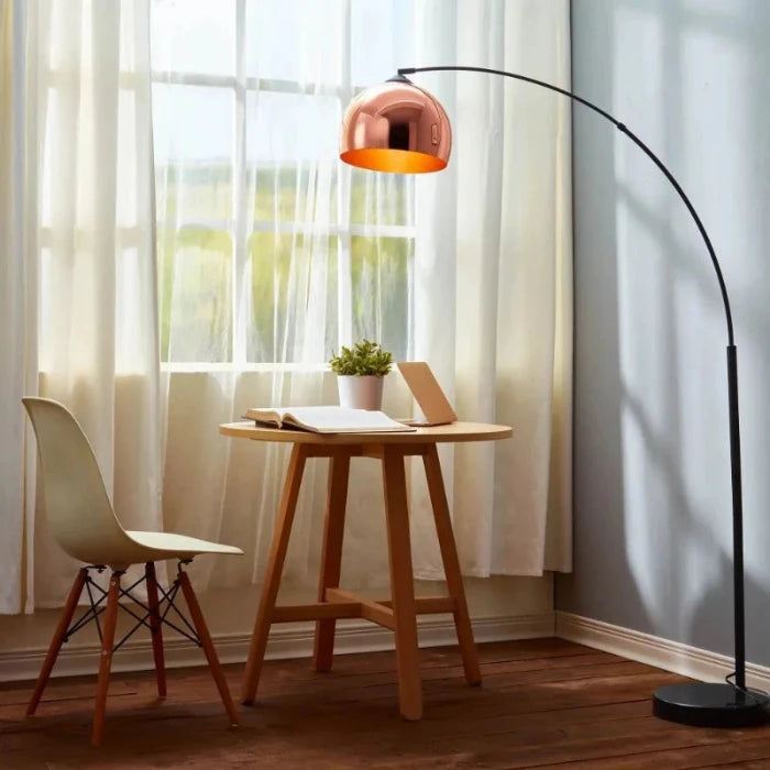 Copper Shade Arc Floor Lamp