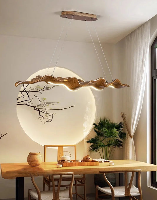Vintage leaf pendant lights with tea house style LED chandelier fixtures for indoor decor lighting


